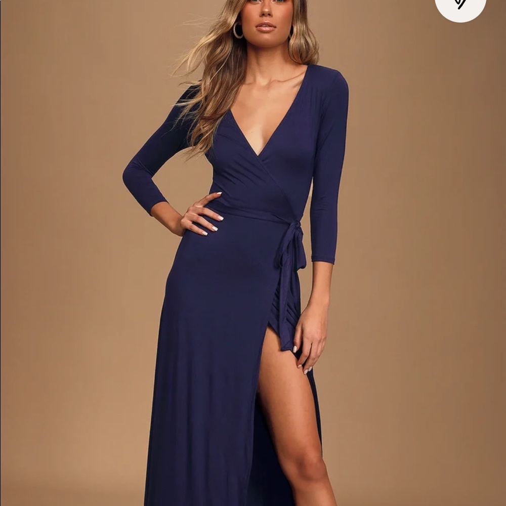 Lulus navy blue maxi wrap dress